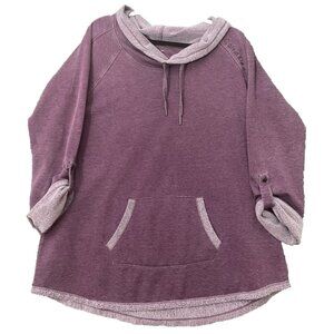 Calvin Klein Women's Sweater 2XL Purple Hoodie Pullover Embroidered 3/4 Sleeve